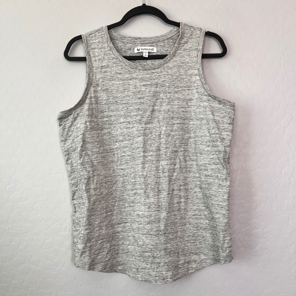 Buttercloth XLarge Tank Top Grey Space Dye Regular Fit Sleeveless Knit